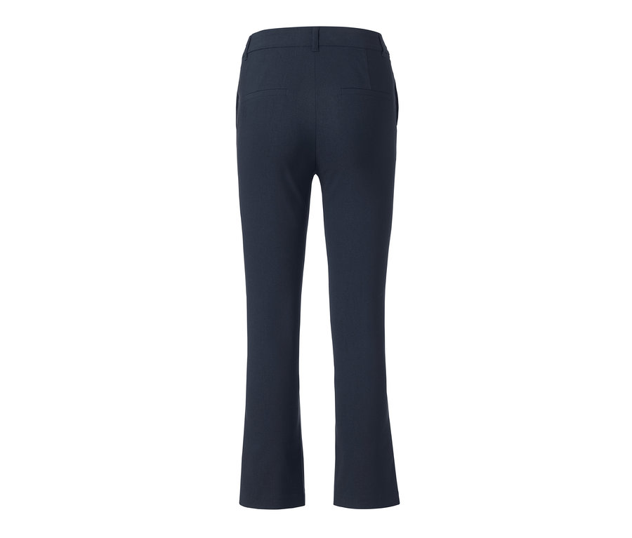 Rückansicht einer dunkelblauen, verkürzten Cropped Bengalin-Hose.