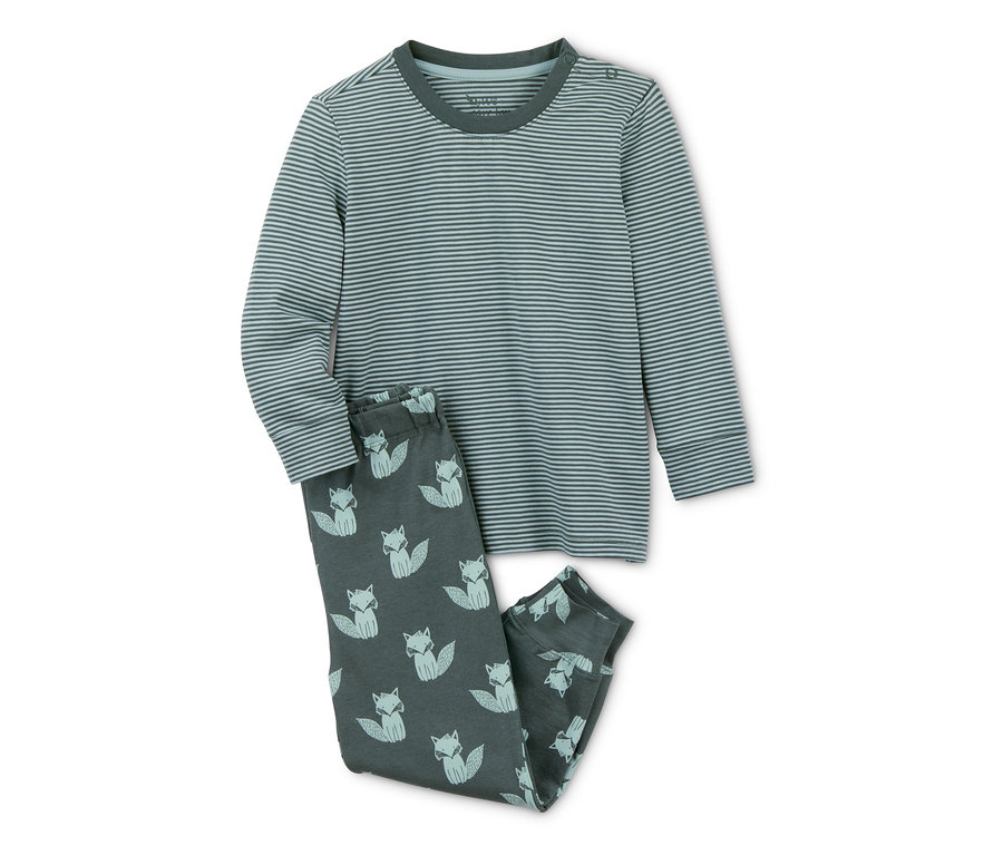 Gestreifter Baumwoll-Pyjama mit Fuchs-Motiv.