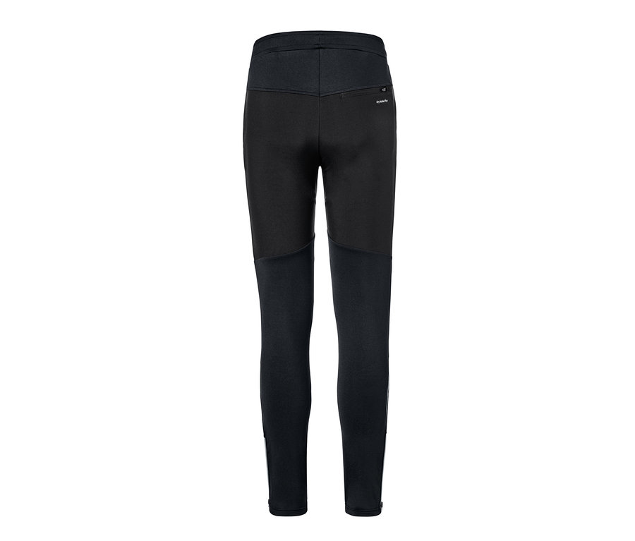 Detailansicht der Rückseite einer schwarzen Windprotection-Sporttight.