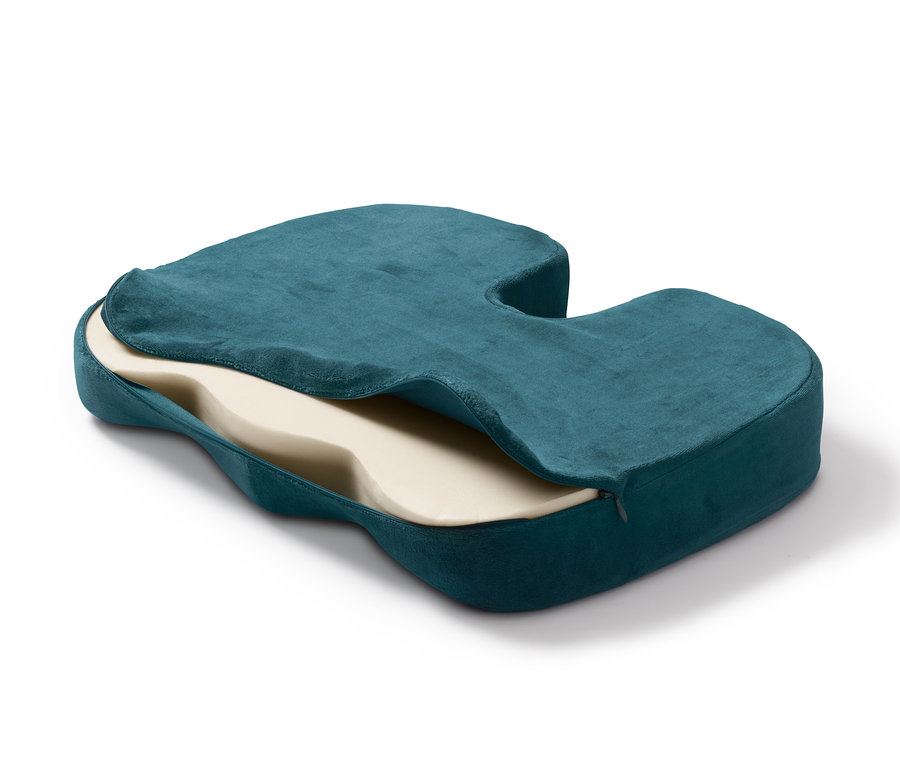 Nahaufnahme von einem Memory-Foam-Sitzkissen.