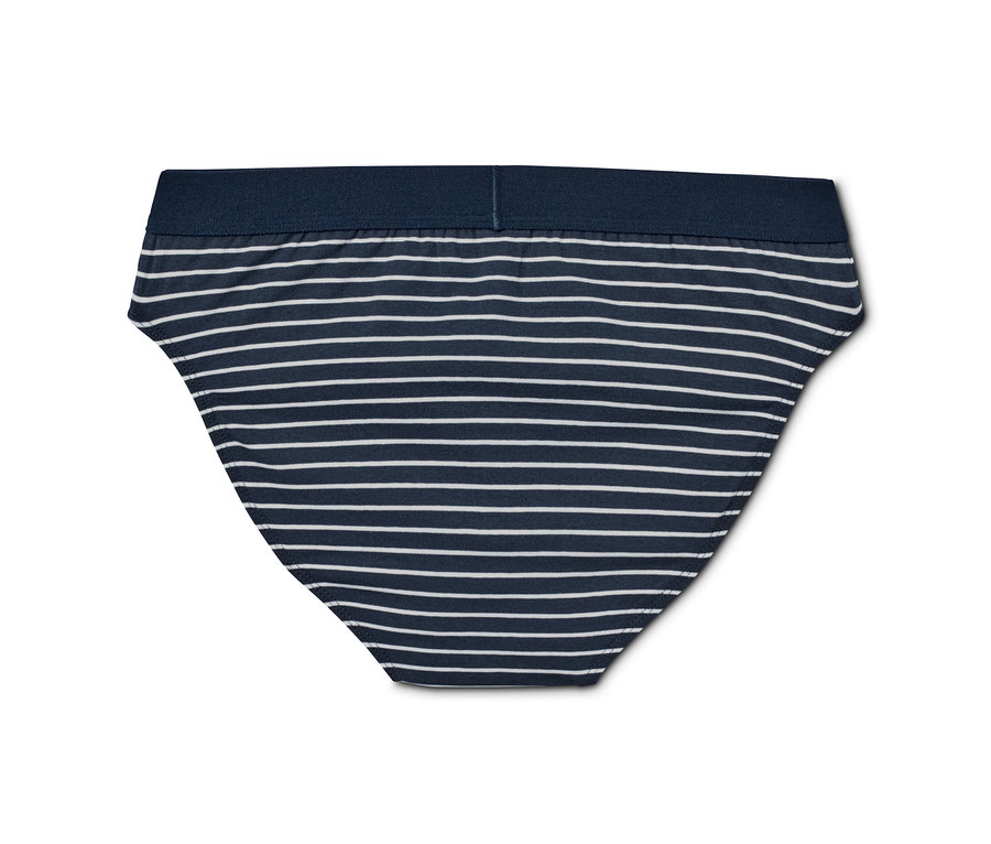 Ein einzelner blau-weiss gestreifter Slip von 5 Slips.