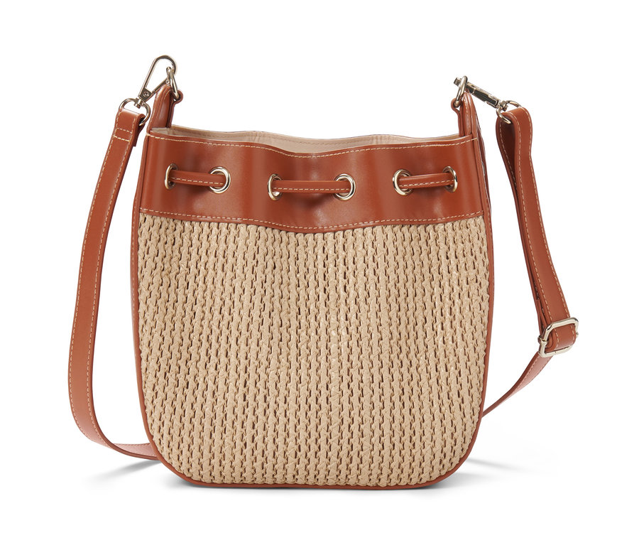 Eine braune Beuteltasche.