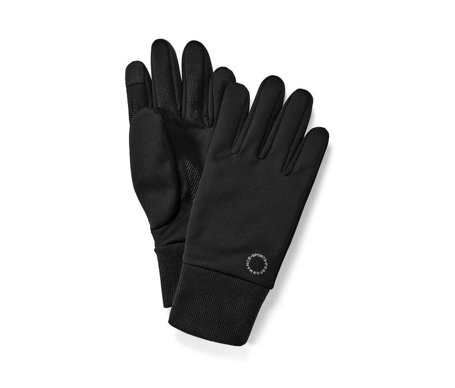 Zwei schwarze Windprotection-Handschuhe liegen übereinander.