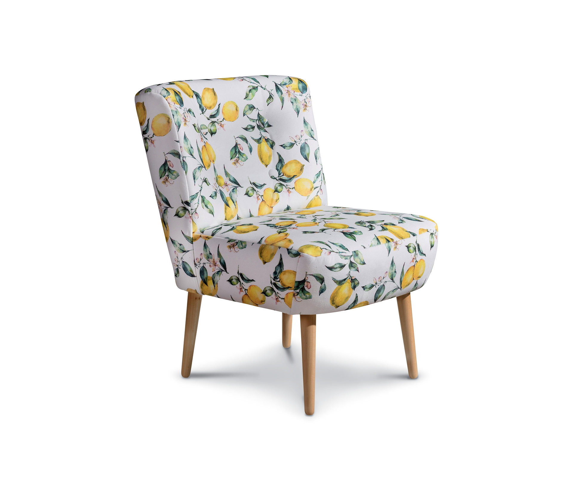 Tchibo - Cocktailsessel »Fiona« mit Zitronen-Print - 58x68x78cm - braun - - Holz / Holzwerkstoffe / Polyester