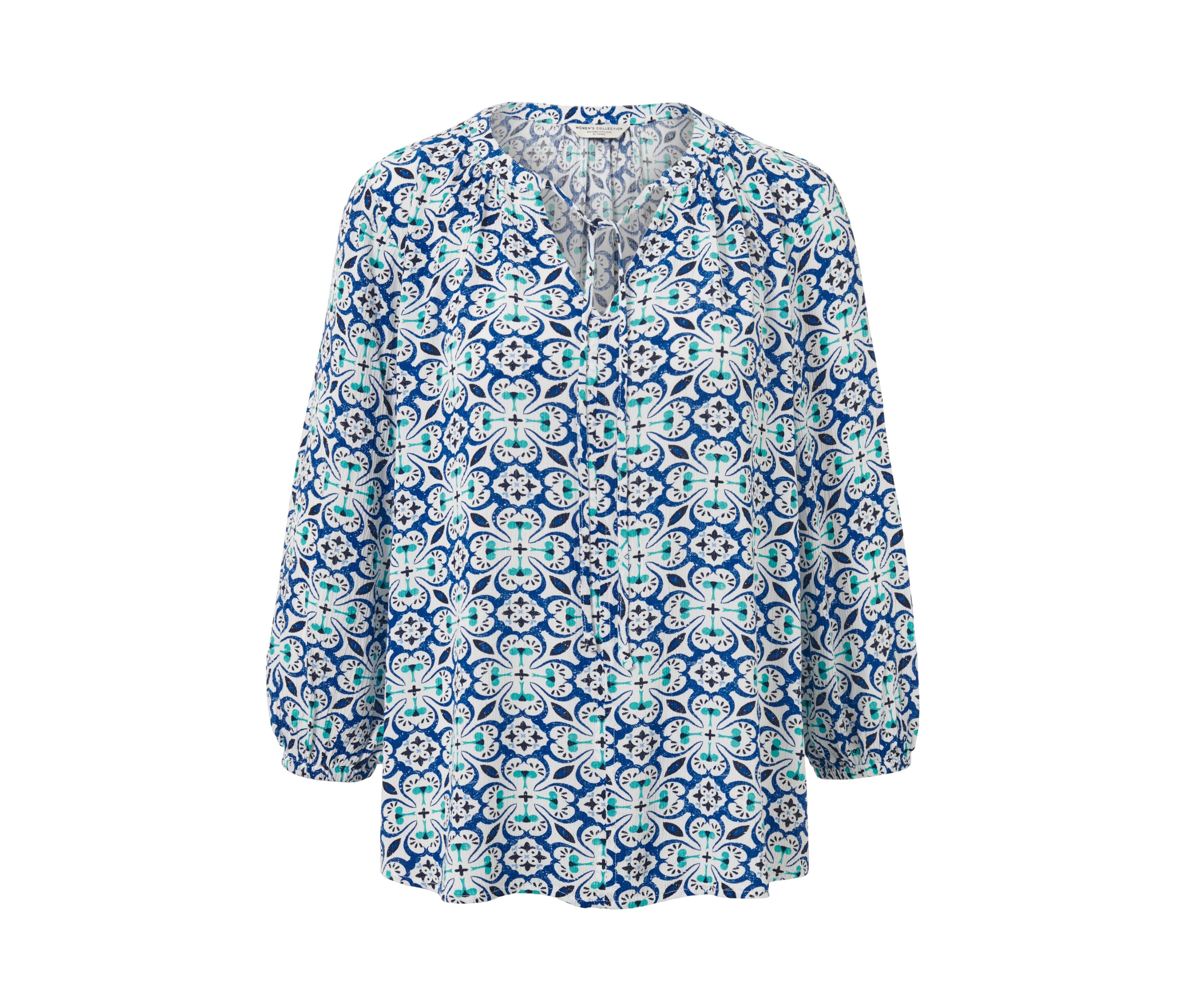 Tchibo - Tunika-Bluse mit Alloverprint - Damen - Gr. 36 - weiß/print