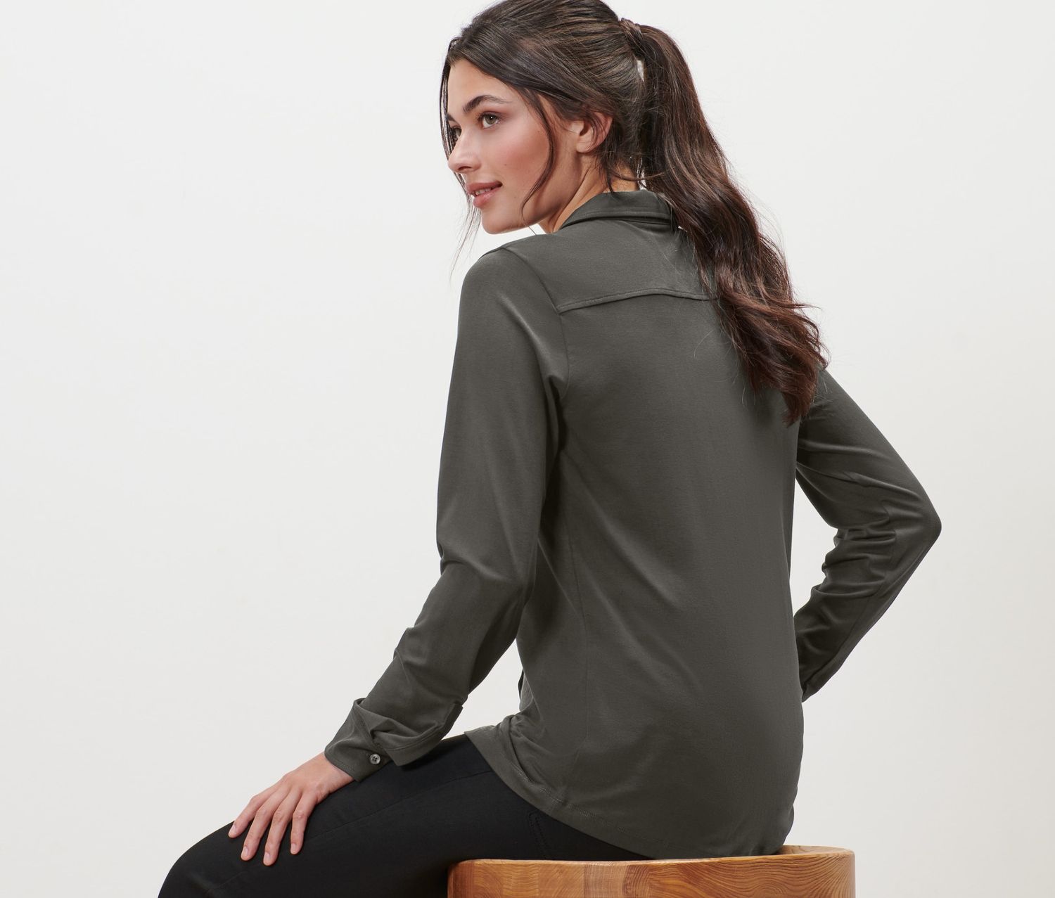 Thumbnail - Tchibo - Blusenshirt mit Knopfleiste - Damen - Gr. M - anthrazit