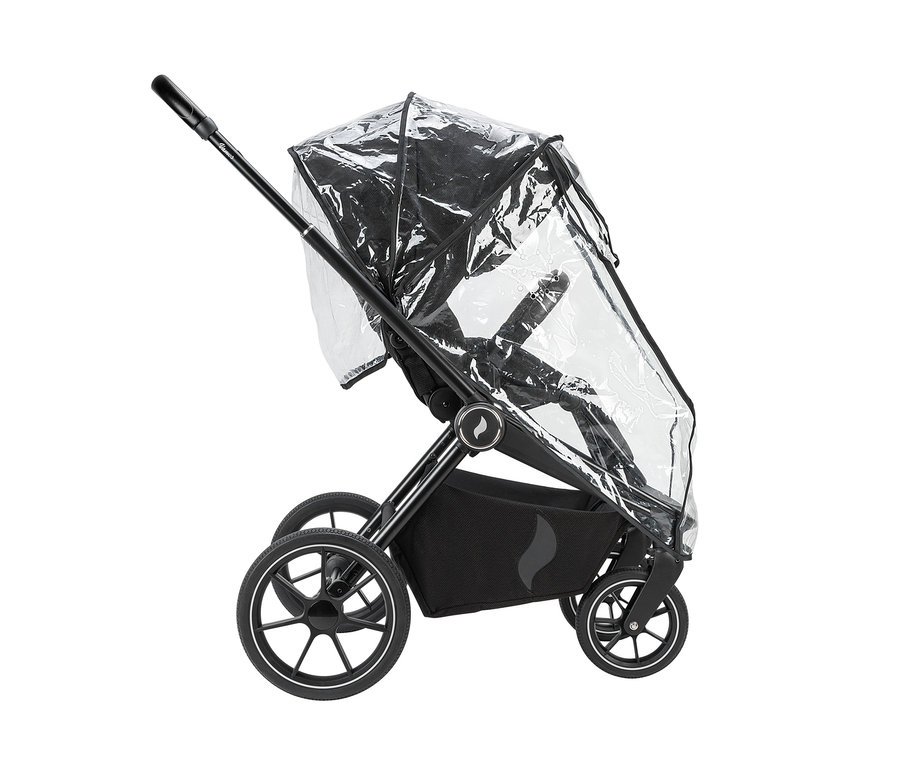 Schwarzer Osann Kombi-Kinderwagen »Vamos« mit durchsichtigem Regenschutz.