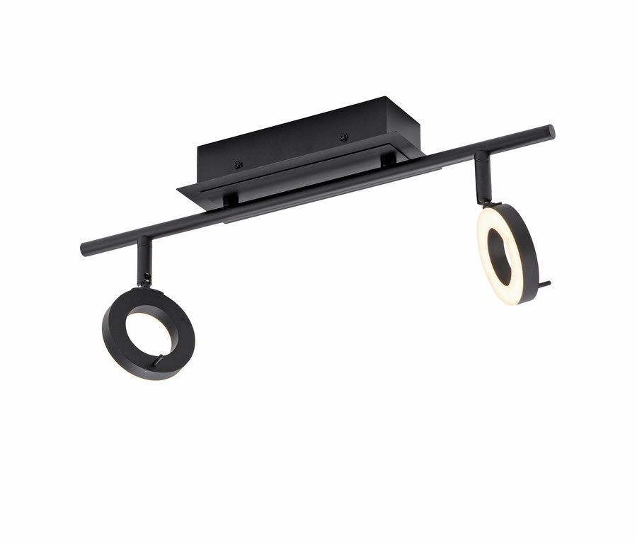 Kleine, schwarze Paul Neuhaus LED-Deckenleuchte »Sileda« mit zwei kreisförmigen Leuchten.