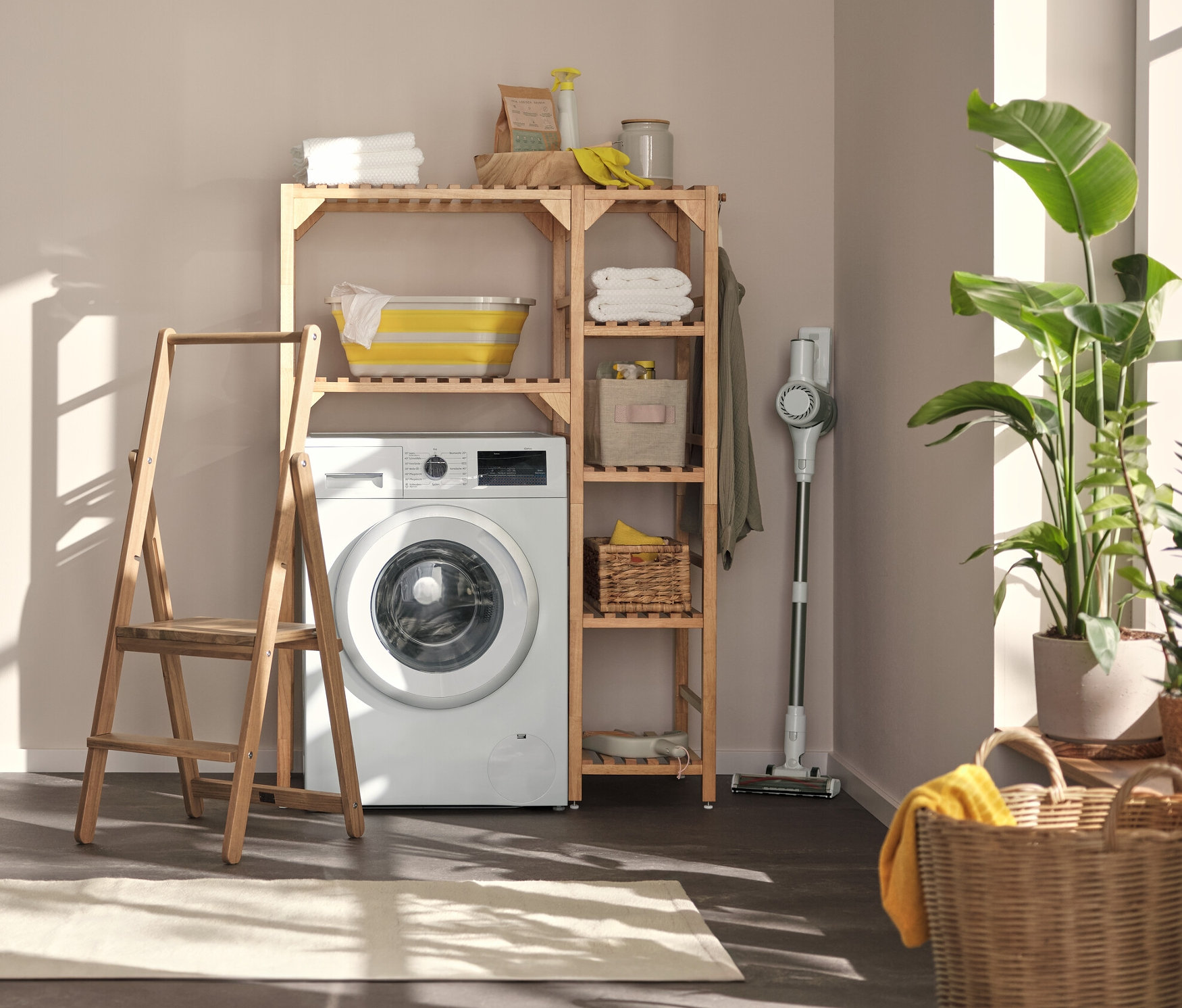 Thumbnail - Tchibo - Wandregal mit flexiblen Haken und Boden - 50x13x50cm - schwarz - Bambusholz / Stahl