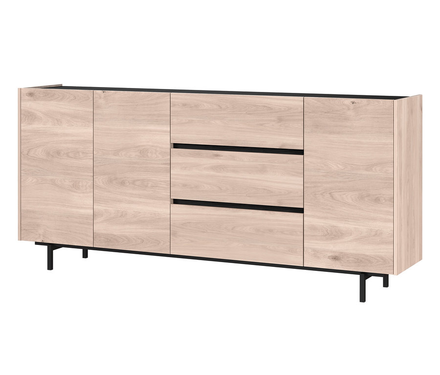 Helles Holz Sideboard »Cantoria« mit zwei Schränken an den Seiten und zwei Schubladen in der Mitte.