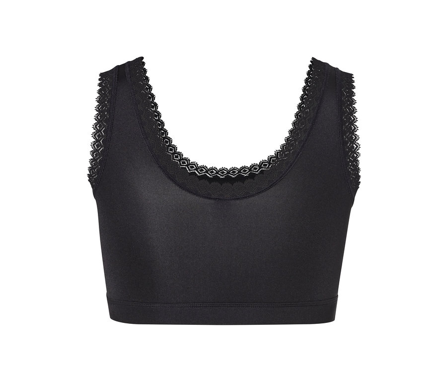 Schwarzes Bustier mit Spitze.