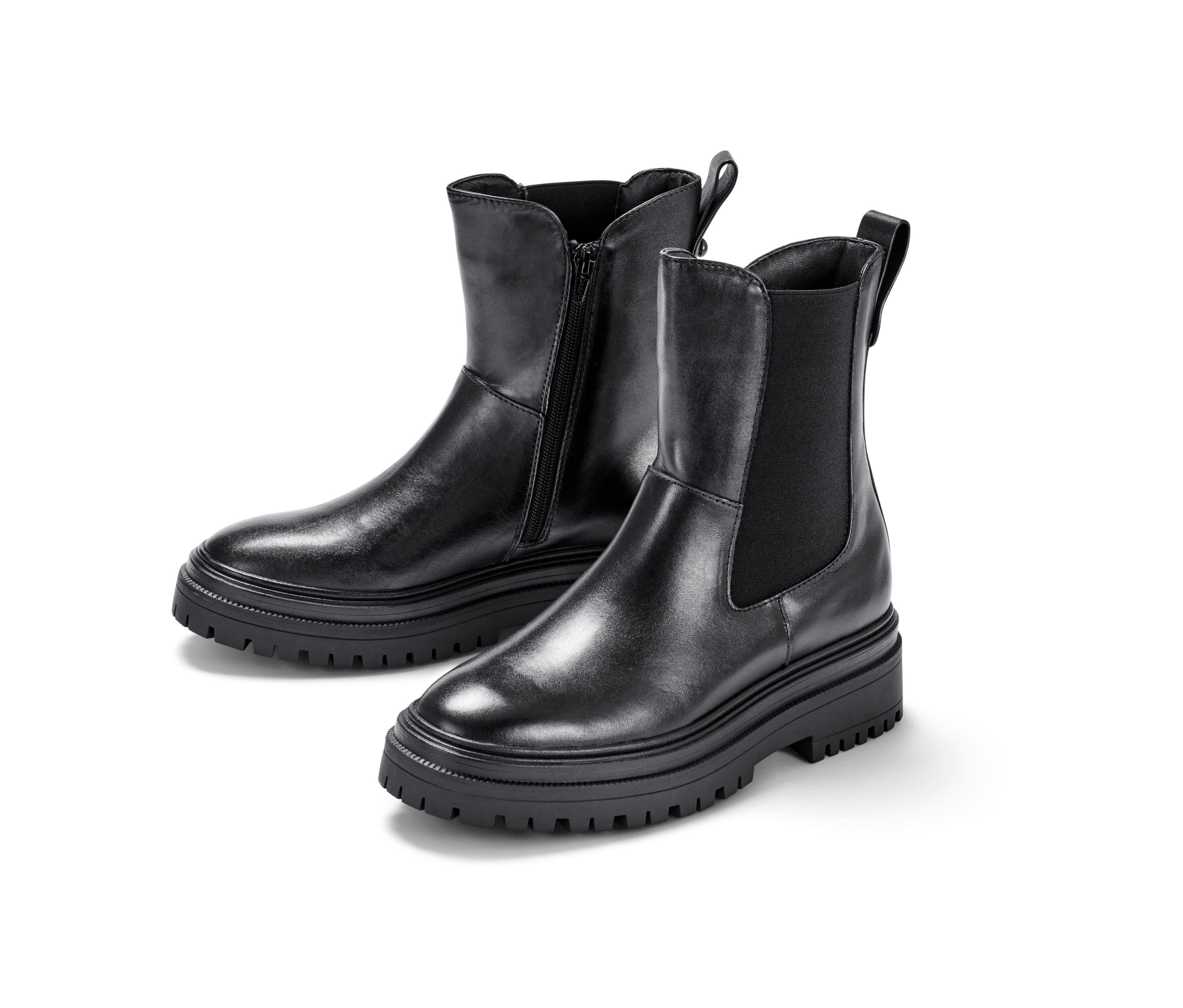 Tchibo - Leder-Boots - Damen - Gr. 39 - schwarz