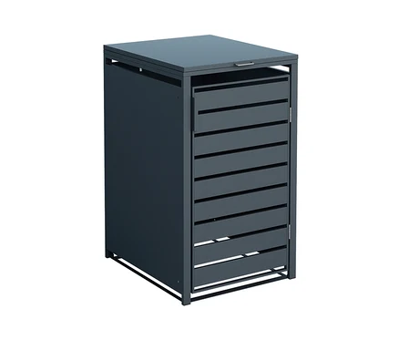 Eine Mülltonnenbox aus Stahl für eine Tonne.