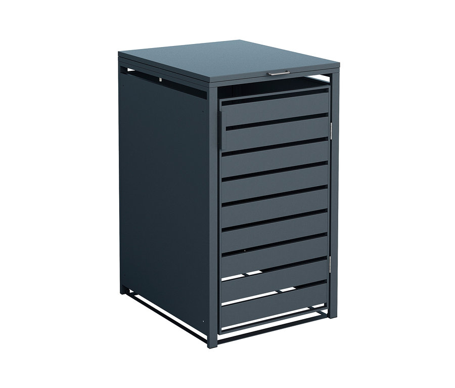 Eine Mülltonnenbox aus Stahl für eine Tonne.