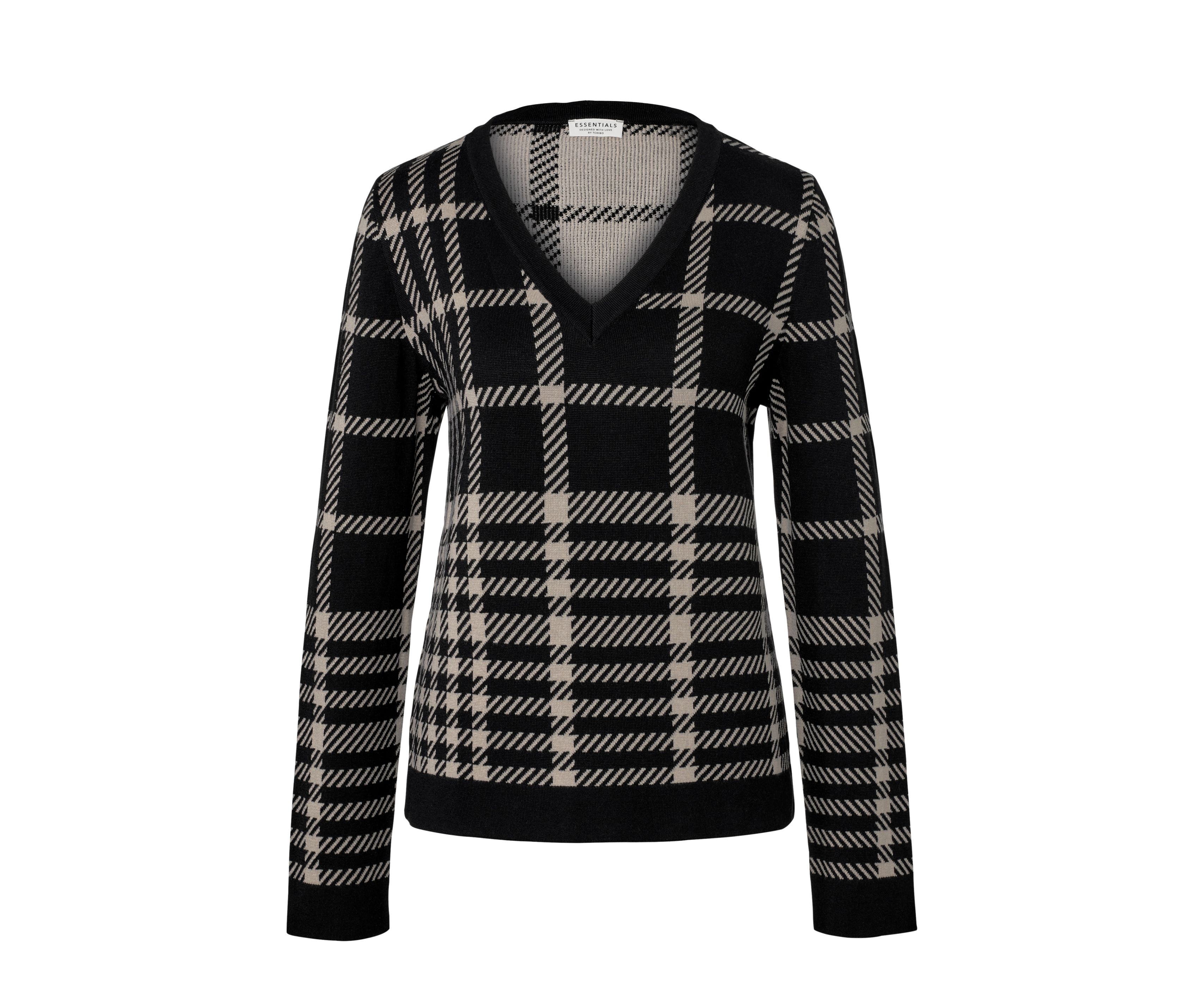 Tchibo - Karierter Pullover - Damen - Gr. S - schwarz