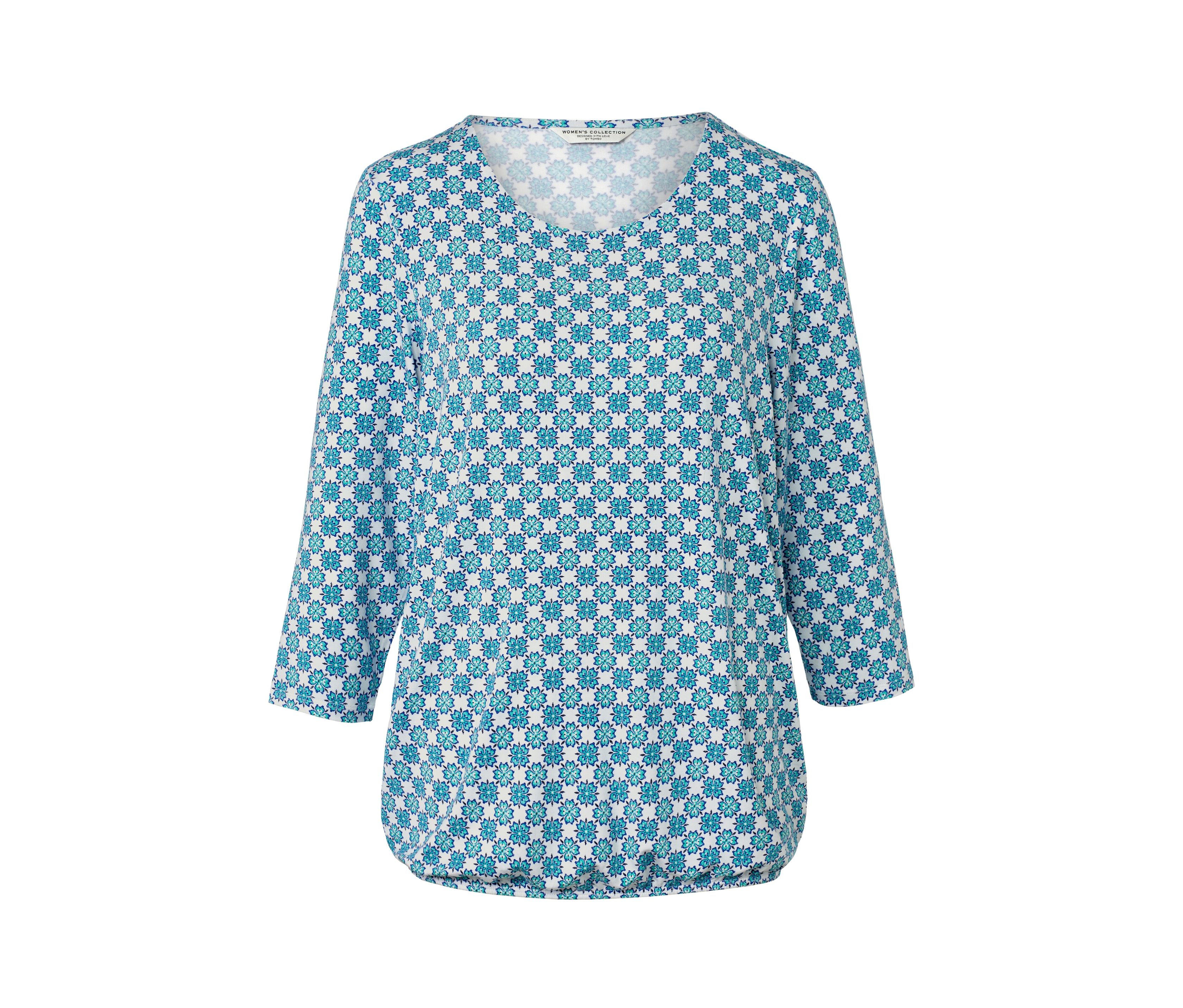 Tchibo - Blusenshirt mit Alloverprint - Damen - Gr. M - weiß/print