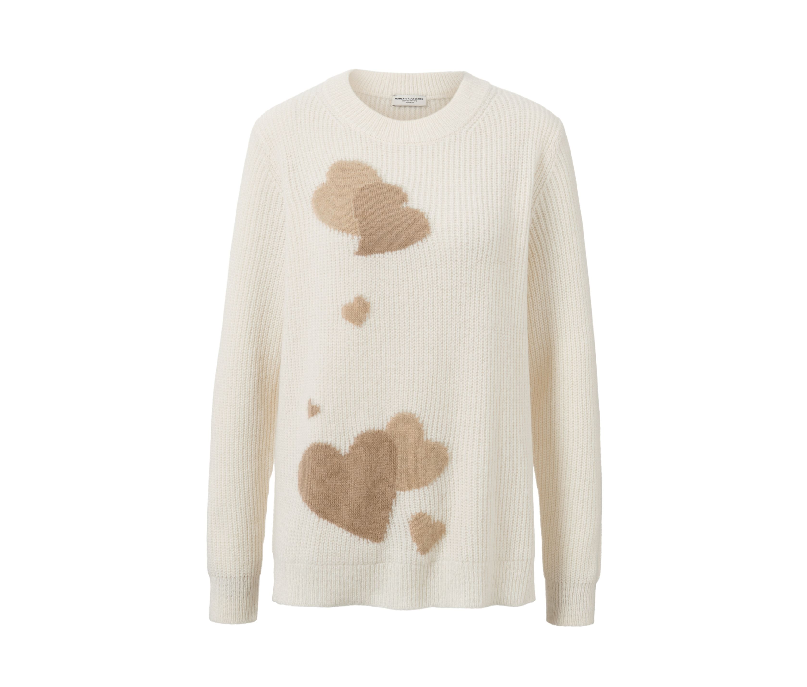 Tchibo - Strickpullover mit Herz-Jacquard - Damen - Gr. L - creme/jacquard