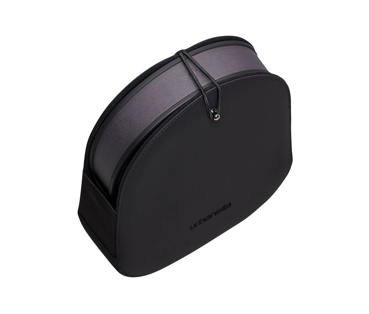 Schwarze Tasche für Solarbetriebene Kopfhörer »Urbanista Los Angeles« auf weißem Hintergrund.