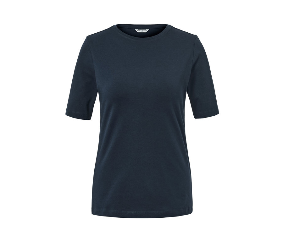 Dunkelblaues Basic Halbarmshirt.