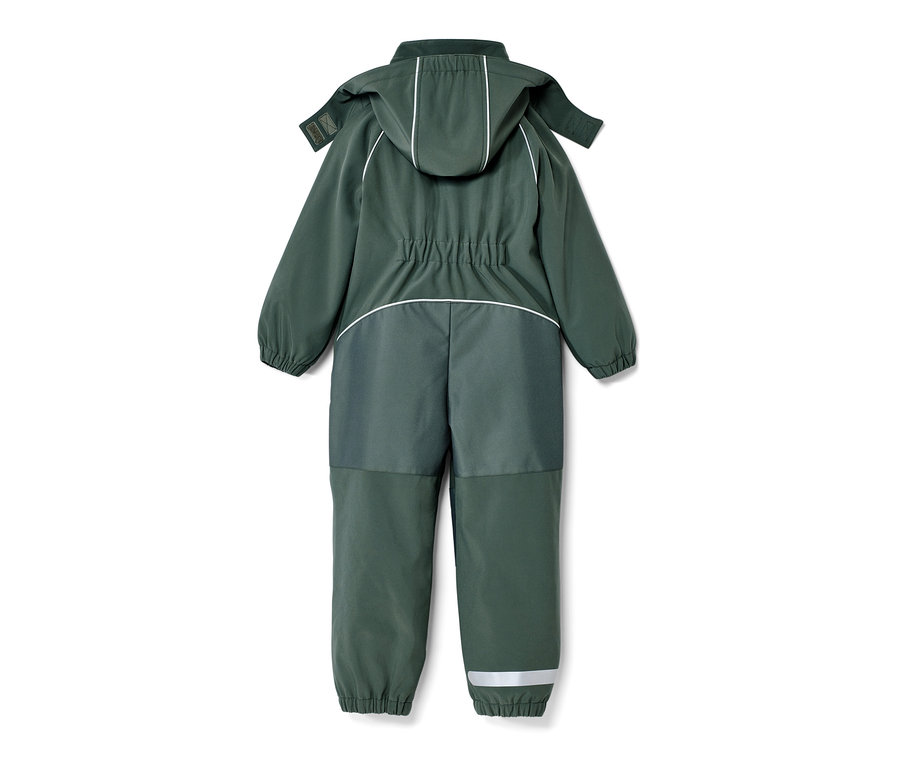 Grüner Kinder-Softshell-Einteiler von hinten.