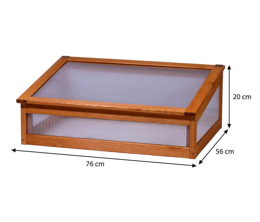 Detailansicht des Frühbeet-Aufsatzes für Hochbeet »Kubus« aus Holz mit transparenten Wänden und Deckel.