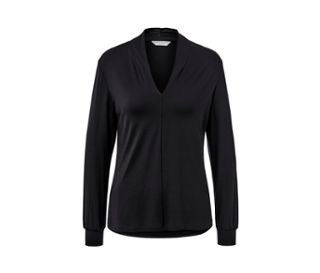 Blusenshirt mit V-Ausschnitt, schwarz