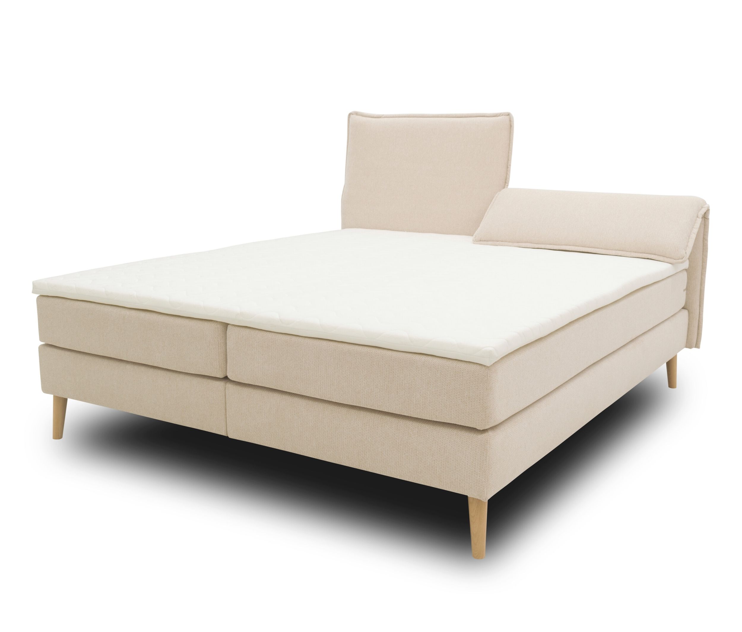 Thumbnail - Domo collection Boxspringbett mit Rückenfunktion - 187x210x85cm - beige - Polyester / Polyamid / Holz
