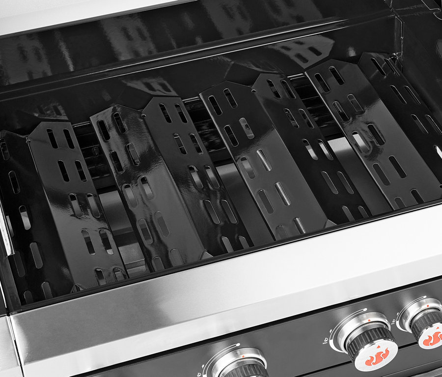 Innenansicht des Landmann Gasgrills »Fryton 4.1 cook« mit schwarzen Metallrosten.