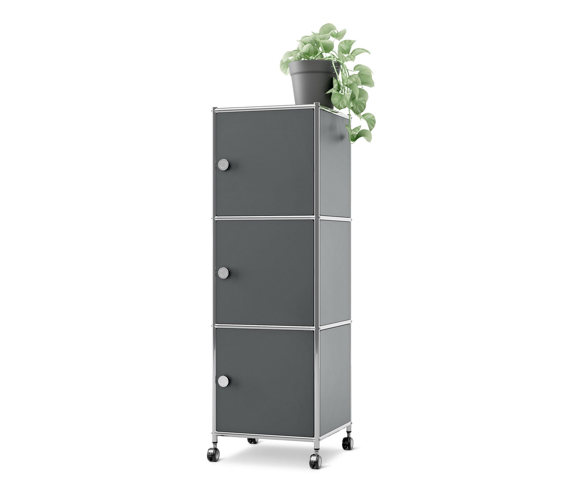 Tchibo - Rollcontainer Metall »Cn3« mit 3 Türen - 40x40x127cm - chrom - - Stahl / Aluminium