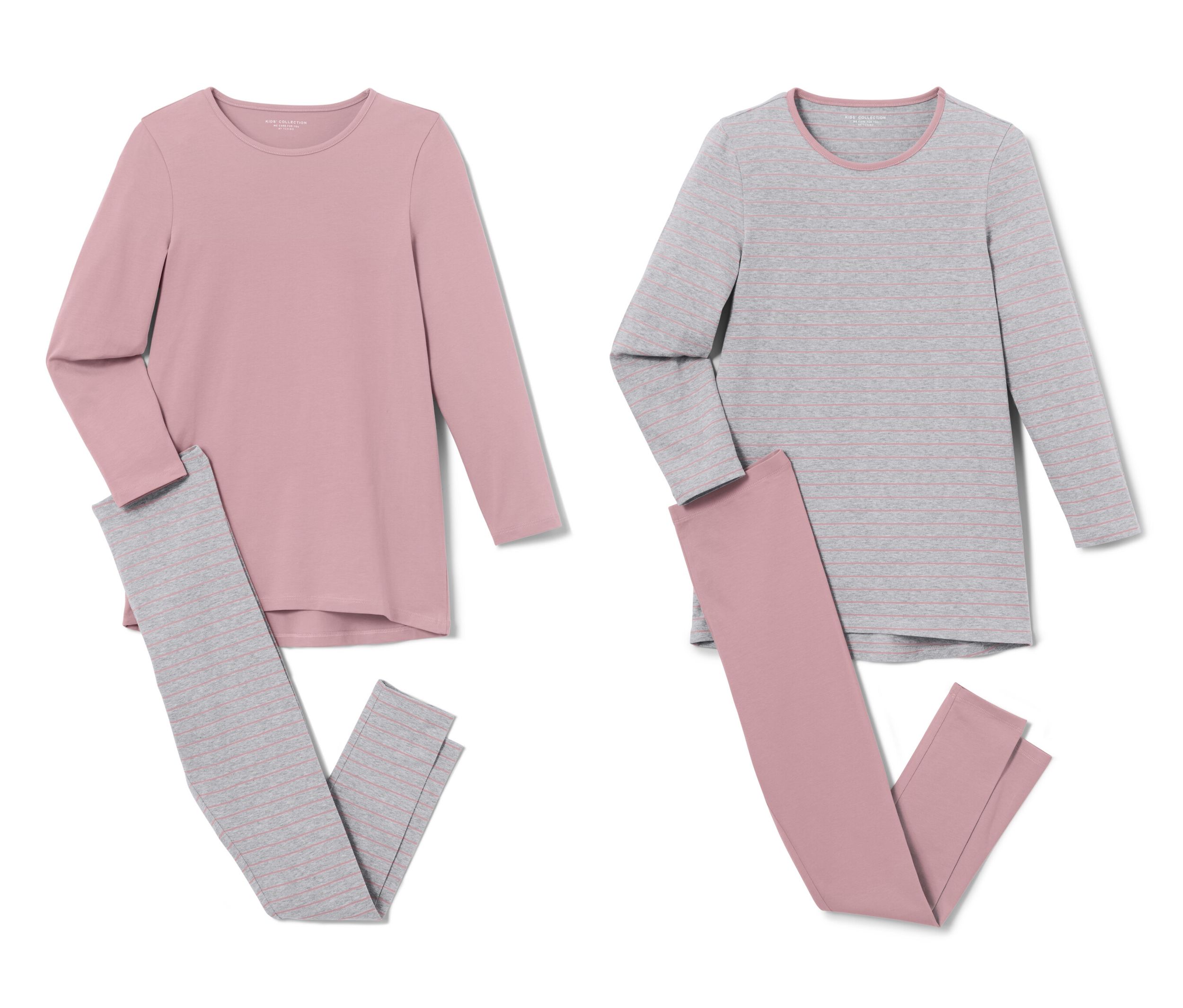 Tchibo - 2 Kinder-Pyjamas - Mädchen - Gr. 146/152 - rosa/gestreift