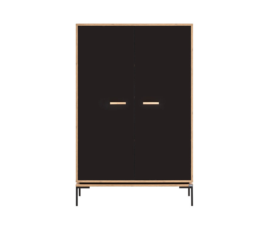 Schwarzes Highboard LOOKS by Wolfgang Joop mit Holzrahmen und schwarzen Metallbeinen.