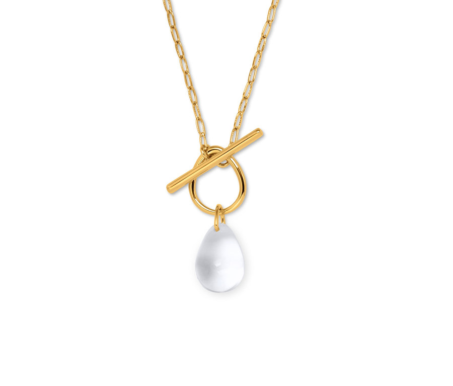 Goldene Kette mit Glasanhänger.