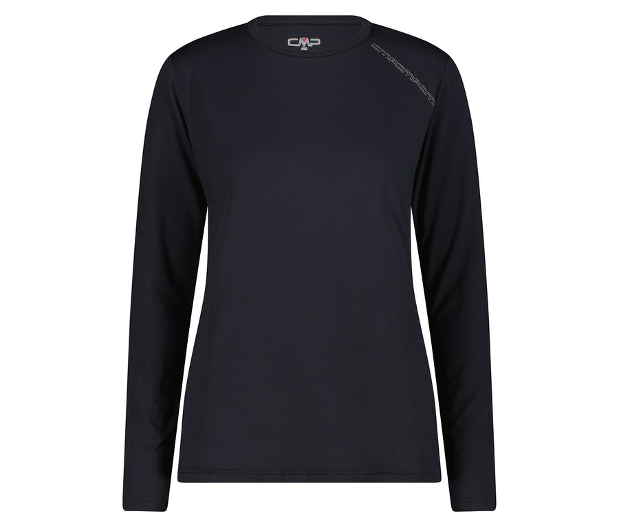 Dunkelblaues Langarmshirt.