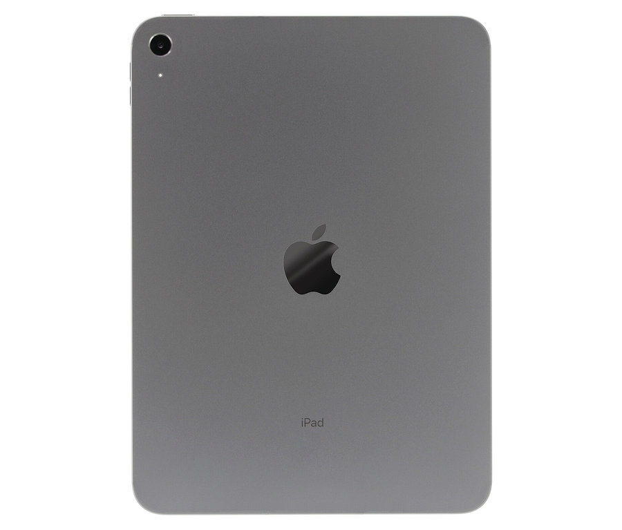 Detailansicht der Rückseite eines silbernen iPads mit Apple-Logo in der Mitte. Das Apple iPad 2025 5G 128GB silber ist zu sehen.