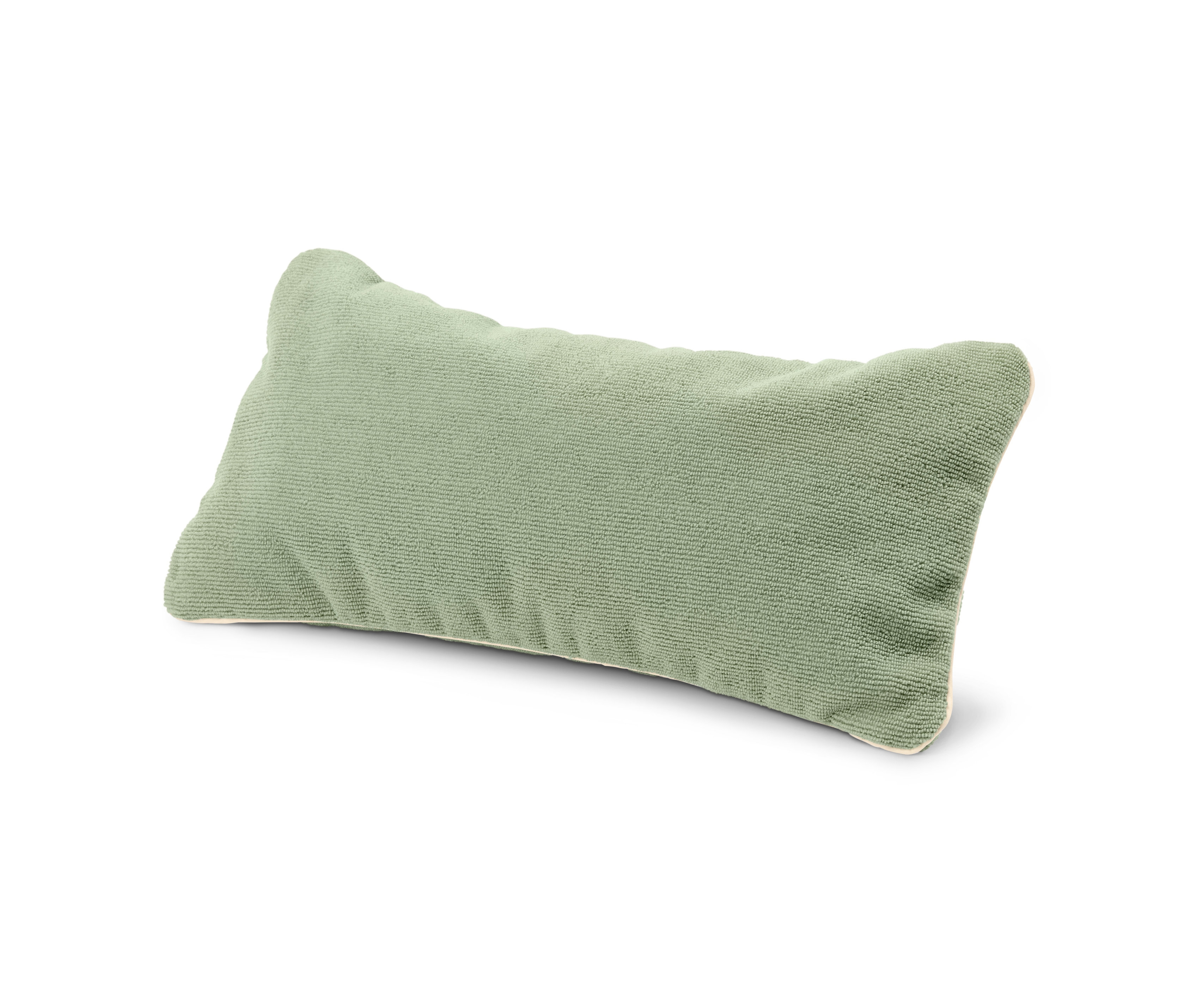 Ein grünes Badewannenkissen.