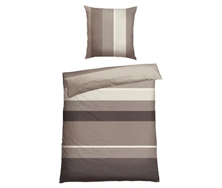 Bettbezug und Kissenbezug von SCHIESSER Renforcé-Bettwäsche »Endy Stripes« mit braunen und beigen Streifen.