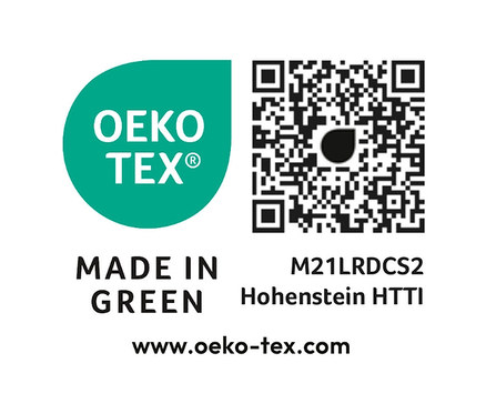 Oeko-Tex Made in Green Label mit QR-Code.