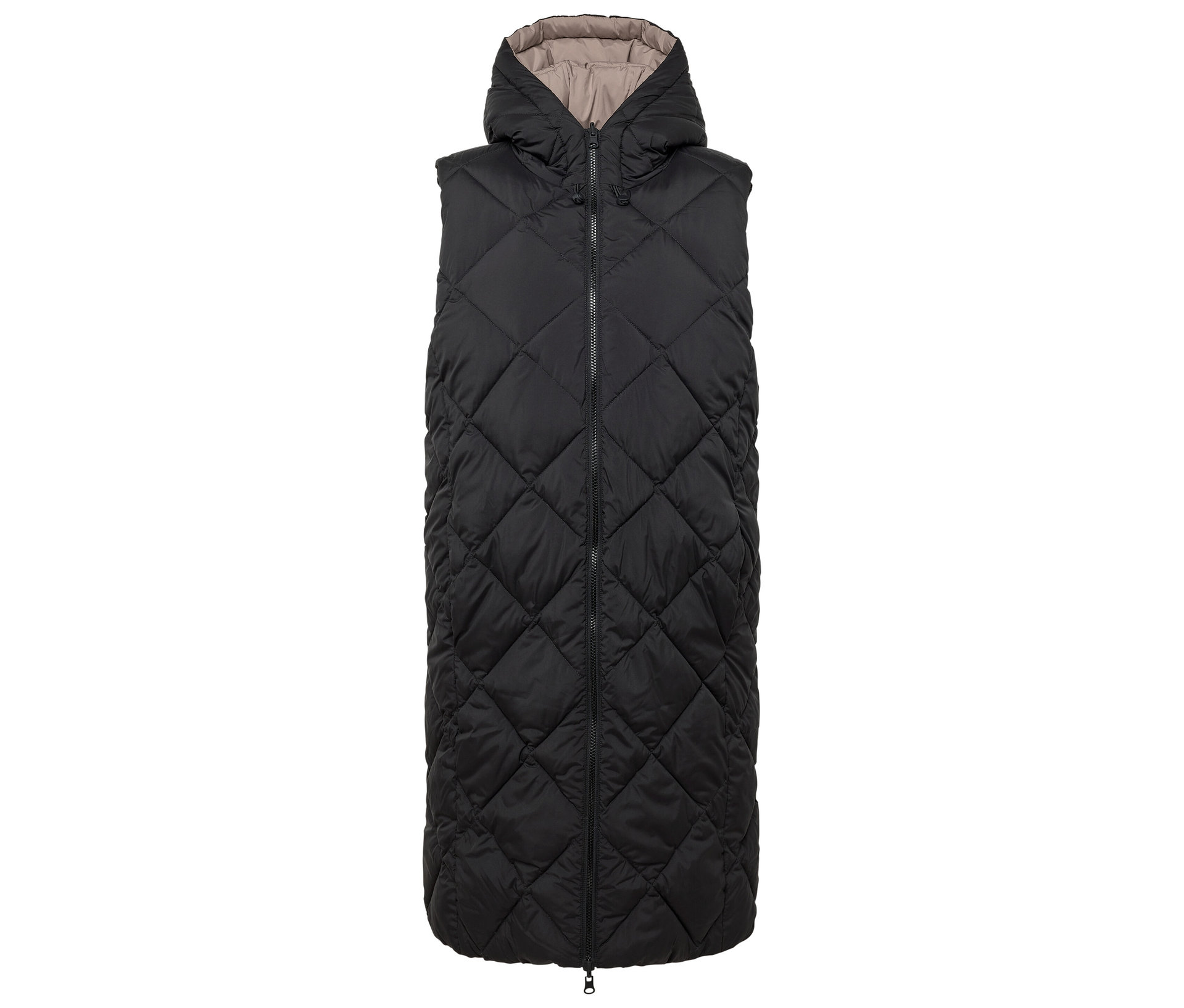 Lange wendbare Steppweste - Damen - Gr. 40 - schwarz - schwarz