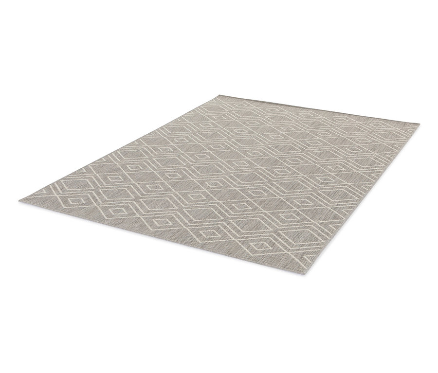 Grauer, faltbarer Outdoor-Teppich »Diamond Rhythm«.