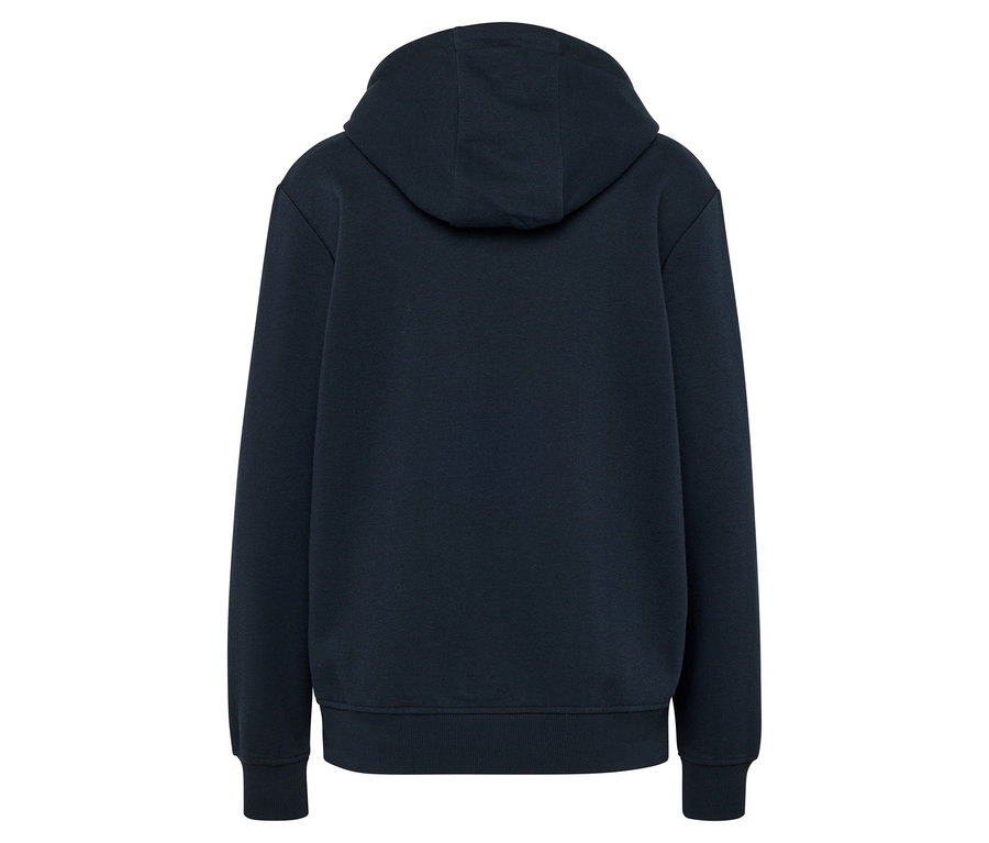 Dunkelblauer Hoodie von hinten.