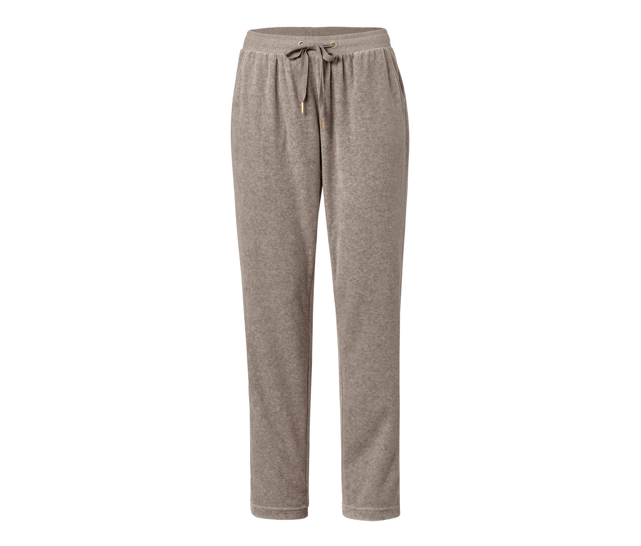 Beige Nicki-Hausanzug Hose mit Kordelzug.