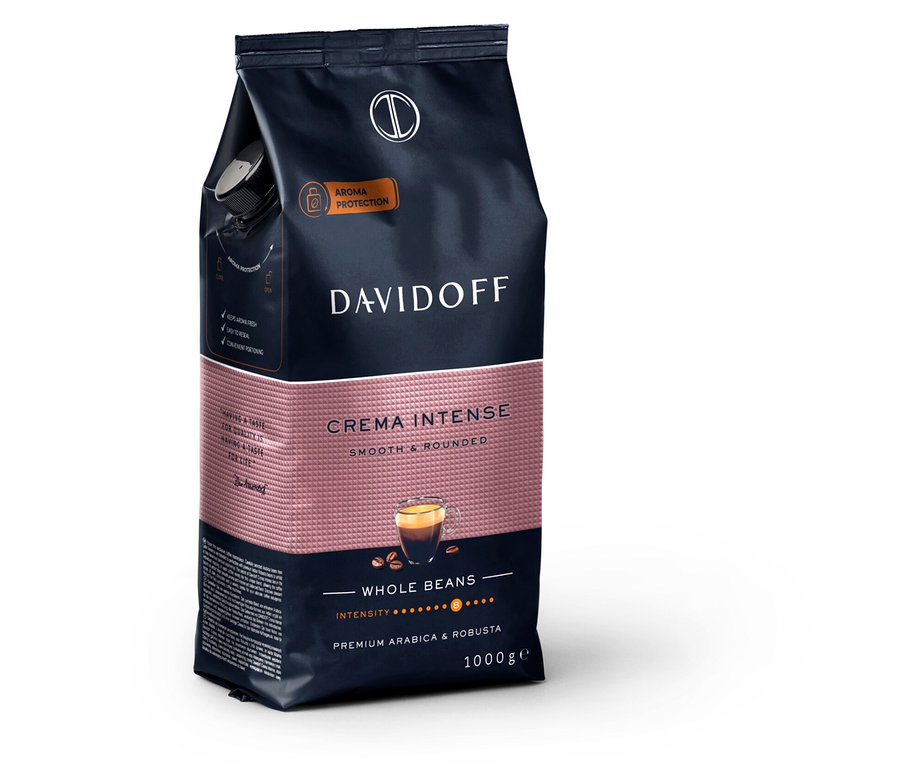 Packung DAVIDOFF CAFÉ Crema Intense - 1x 1000 g Ganze Bohne.