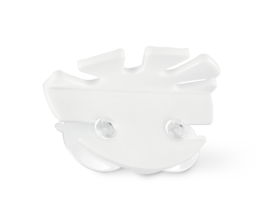 Weißer Zahnbürstenhalter mit Saugnapf.