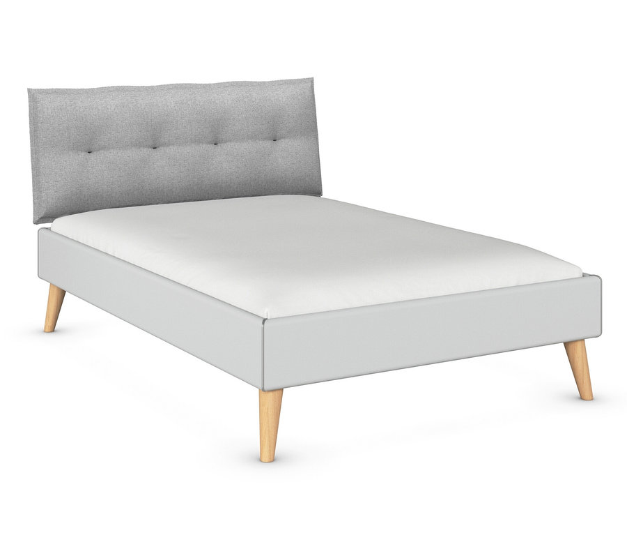 Graues rauch Bett »Skandi«, 140 x 200 cm, seidengrau.