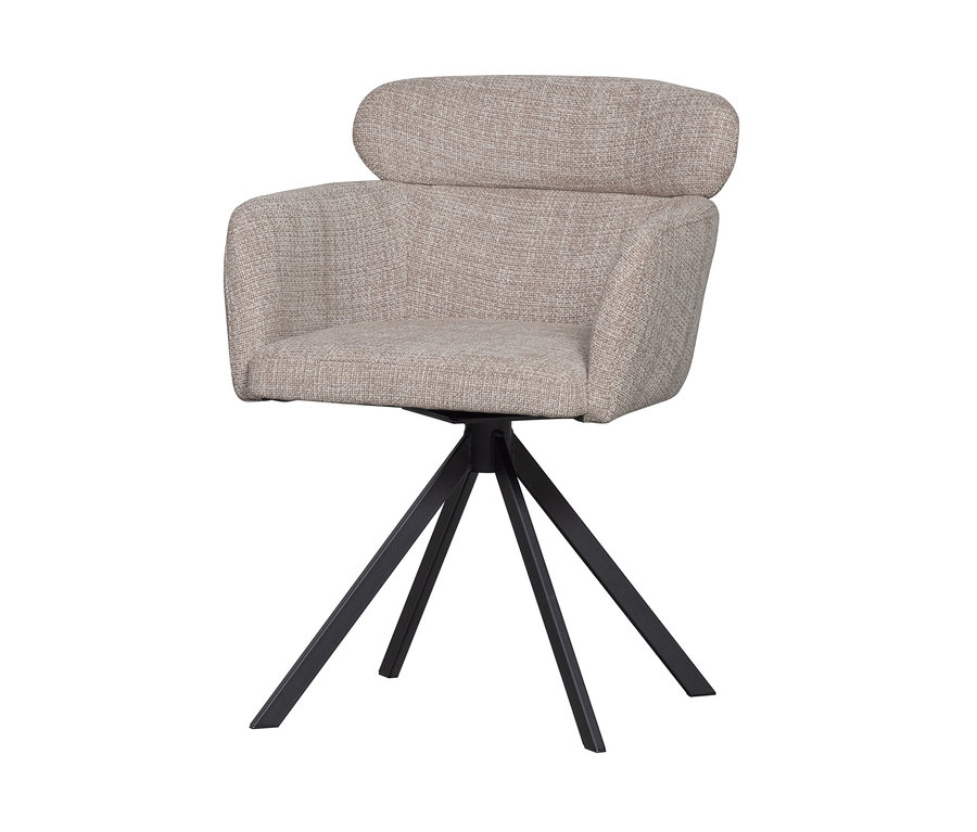 Ein naturfarbener Woood Stuhl »Fenne« aus einem 2er-Set steht auf einem schwarzen Untergestell.