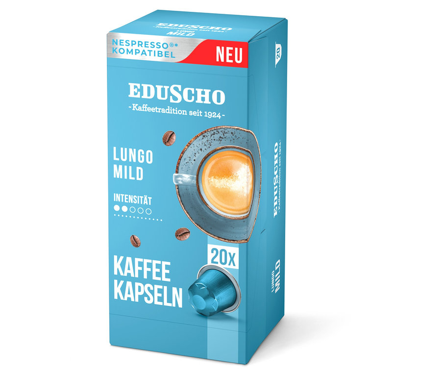 Packung Eduscho Lungo Mild Kapseln.