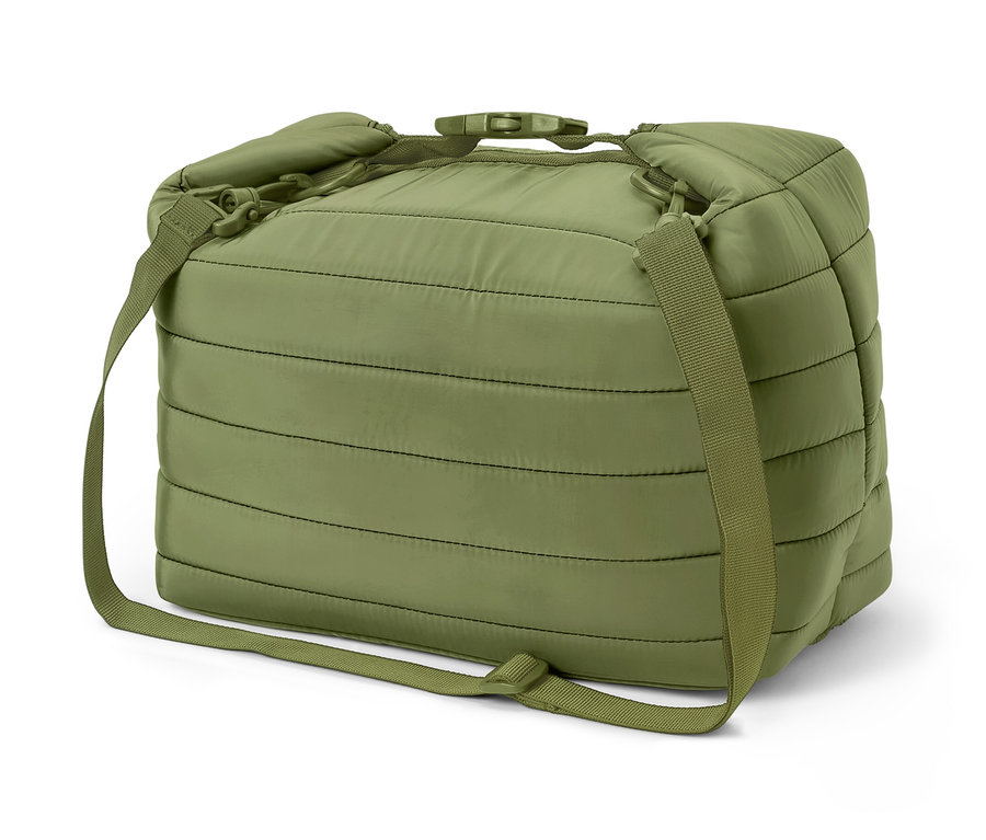 Grüne Kühltasche mit Riemen.