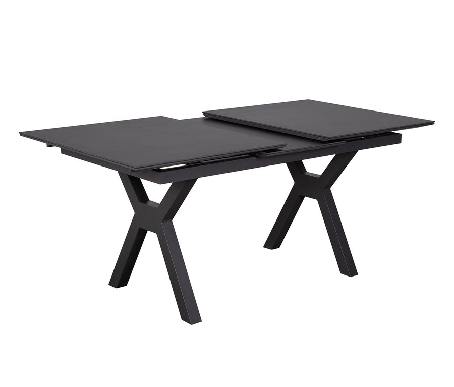 deVries Dining-Set, steingrau-rope mit zwei Tischplatten auf weißem Hintergrund.