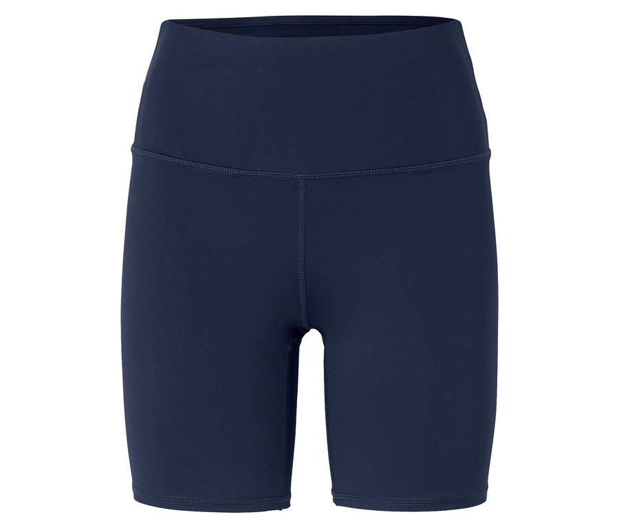 Nahaufnahme von marineblauen Radlershorts.