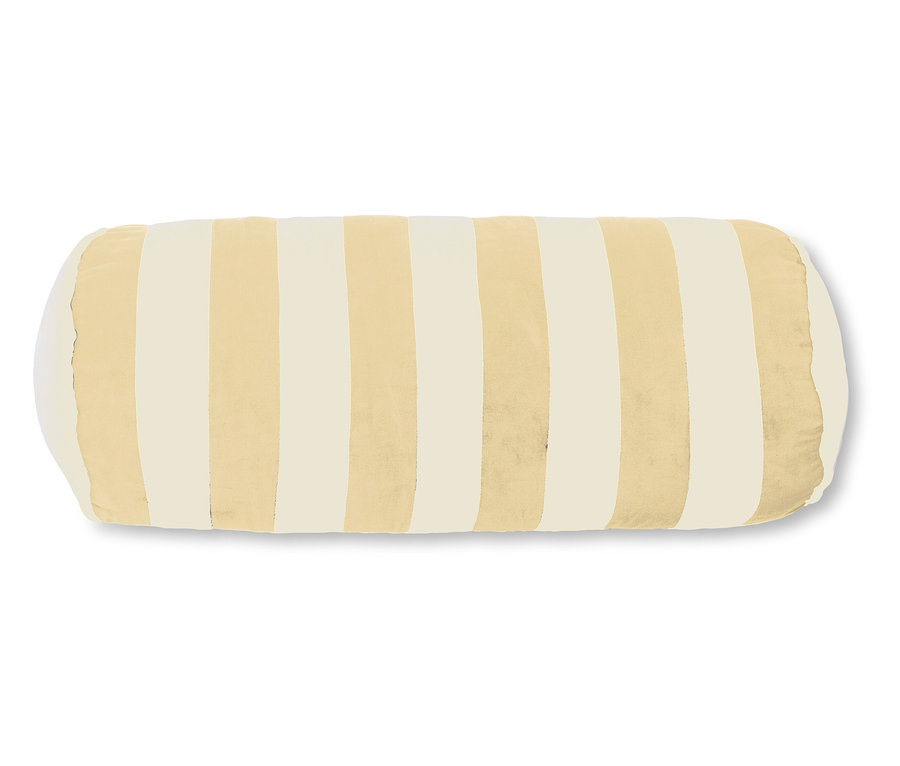 Gelbes, gestreiftes Essenza Samt-Dekokissen »Bell« mit Füllung.